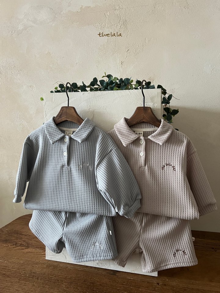 Lala - Korean Children Fashion - #kidsstore - Waffle Bread Top Bottom Set - 8