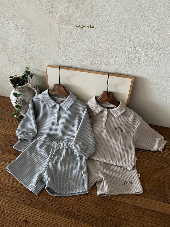 Lala - Korean Children Fashion - #kidzfashiontrend - Waffle Bread Top Bottom Set - 9