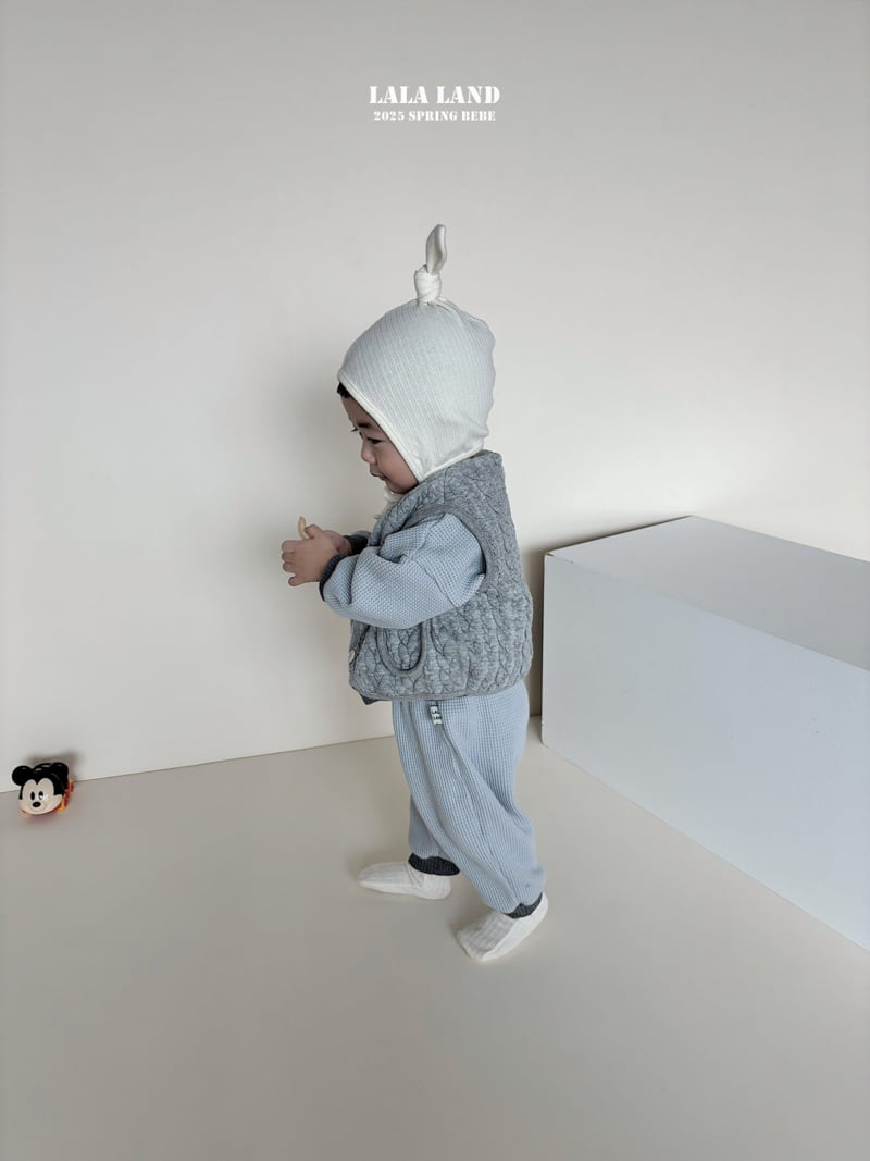 Lalaland - Korean Baby Fashion - #babylifestyle - Bebe Triangle Waffle Jogger Pants - 9