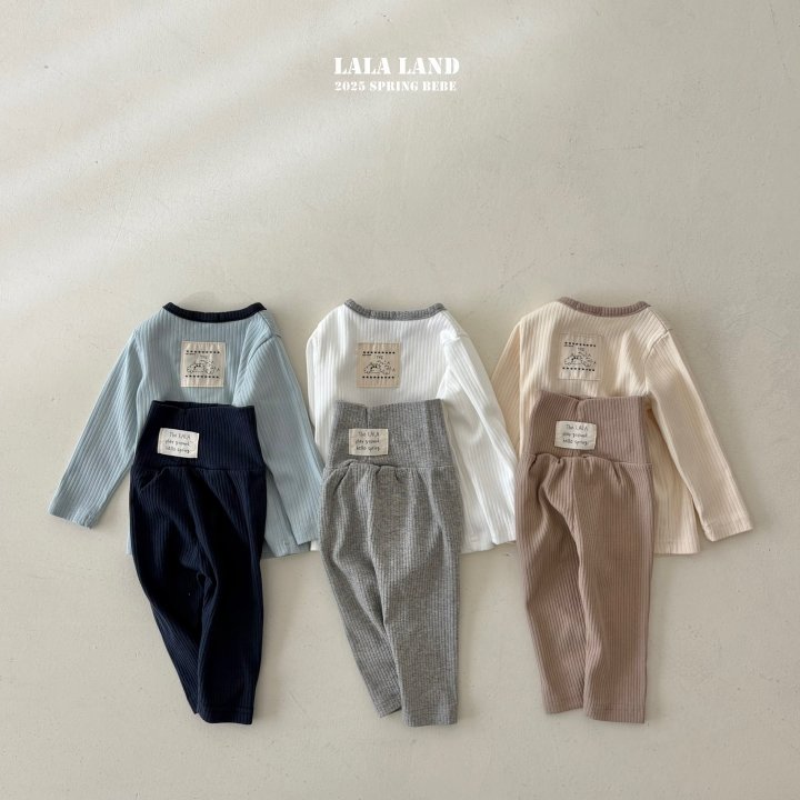 Lalaland - Korean Baby Fashion - #babyoninstagram - Bebe New Ribbed Top Bottom Set