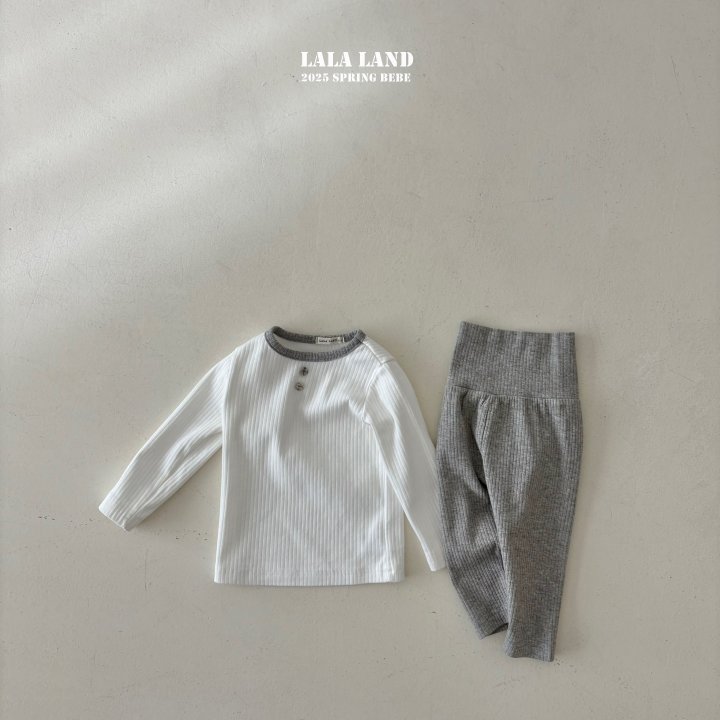 Lalaland - Korean Baby Fashion - #babyoutfit - Bebe New Ribbed Top Bottom Set - 4