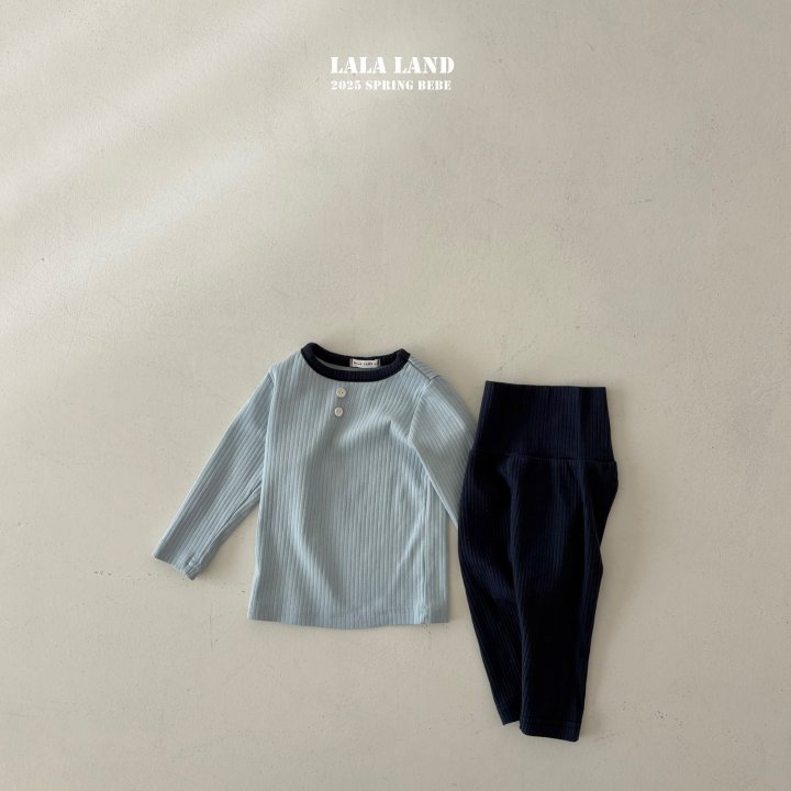 Lalaland - Korean Baby Fashion - #onlinebabyboutique - Bebe New Ribbed Top Bottom Set - 6