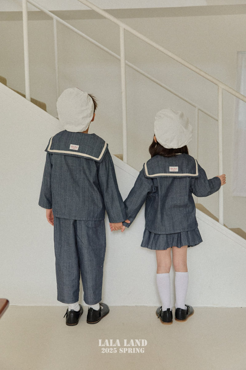 Lalaland - Korean Children Fashion - #fashionkids - Slub Denim Pleated Skirt - 11