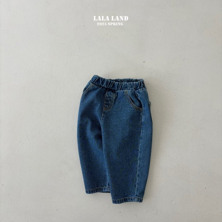 Lalaland - Korean Children Fashion - #littlefashionista - Round Baggy Denim Pants - 5