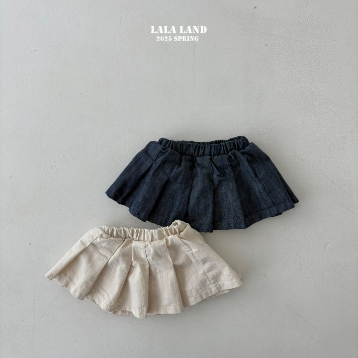 Lalaland - Korean Children Fashion - #magicofchildhood - Slub Denim Pleated Skirt