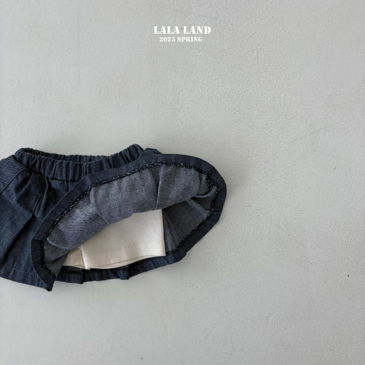 Lalaland - Korean Children Fashion - #stylishchildhood - Slub Denim Pleated Skirt - 6