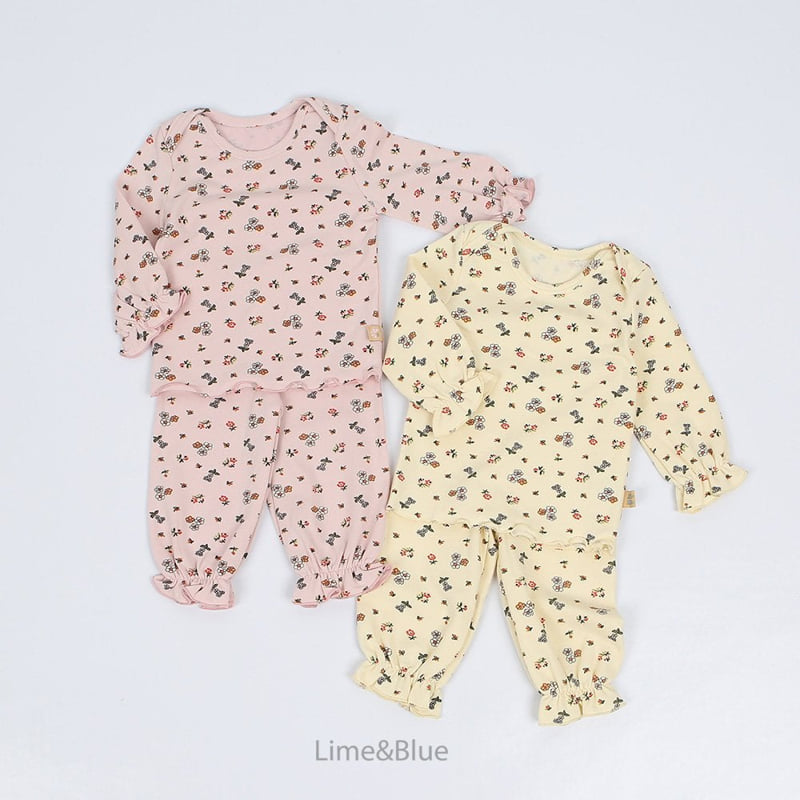 Lime & Blue - Korean Baby Fashion - #babyboutique - Orange Flower Laura Baby Set - 3
