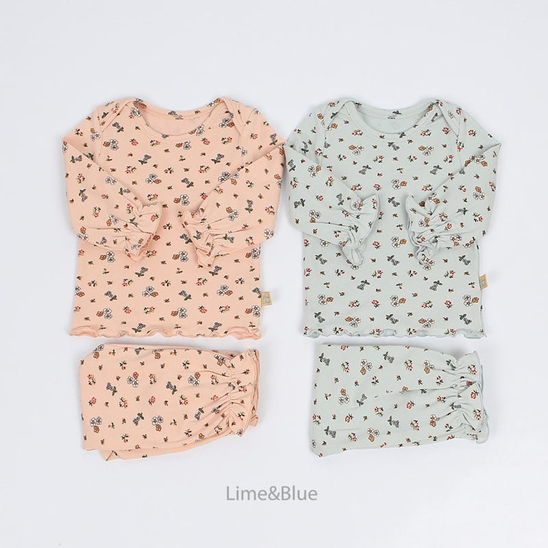 Lime & Blue - Korean Baby Fashion - #babyboutique - Orange Flower Laura Baby Set - 4