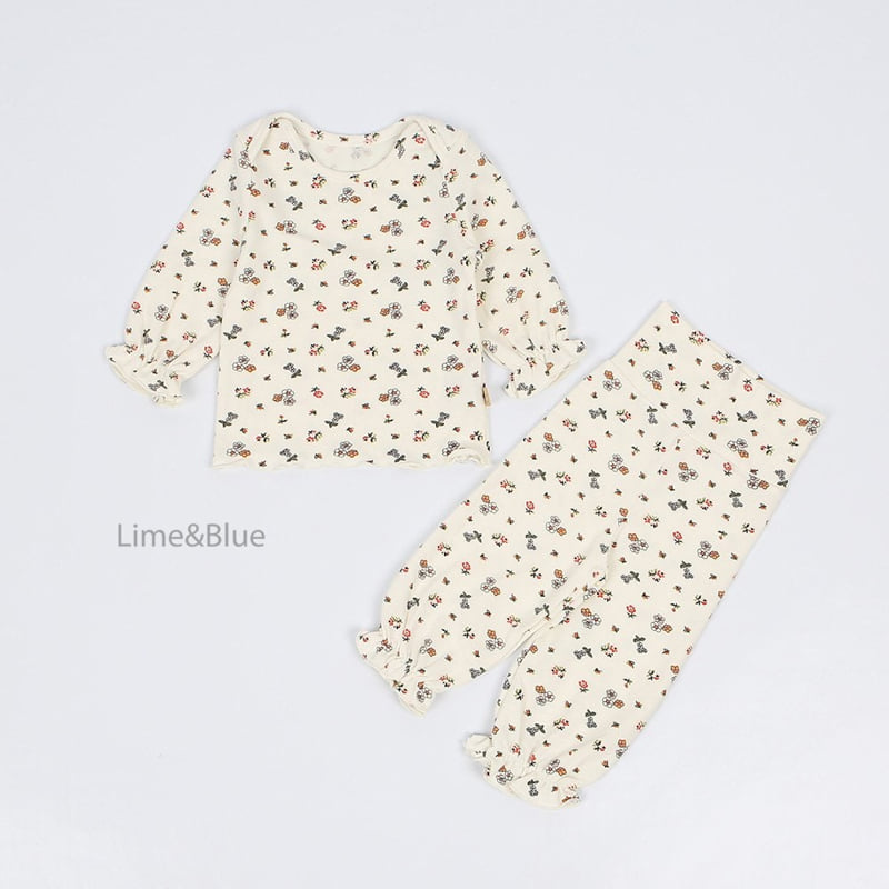 Lime & Blue - Korean Baby Fashion - #babyclothing - Orange Flower Laura Baby Set - 5