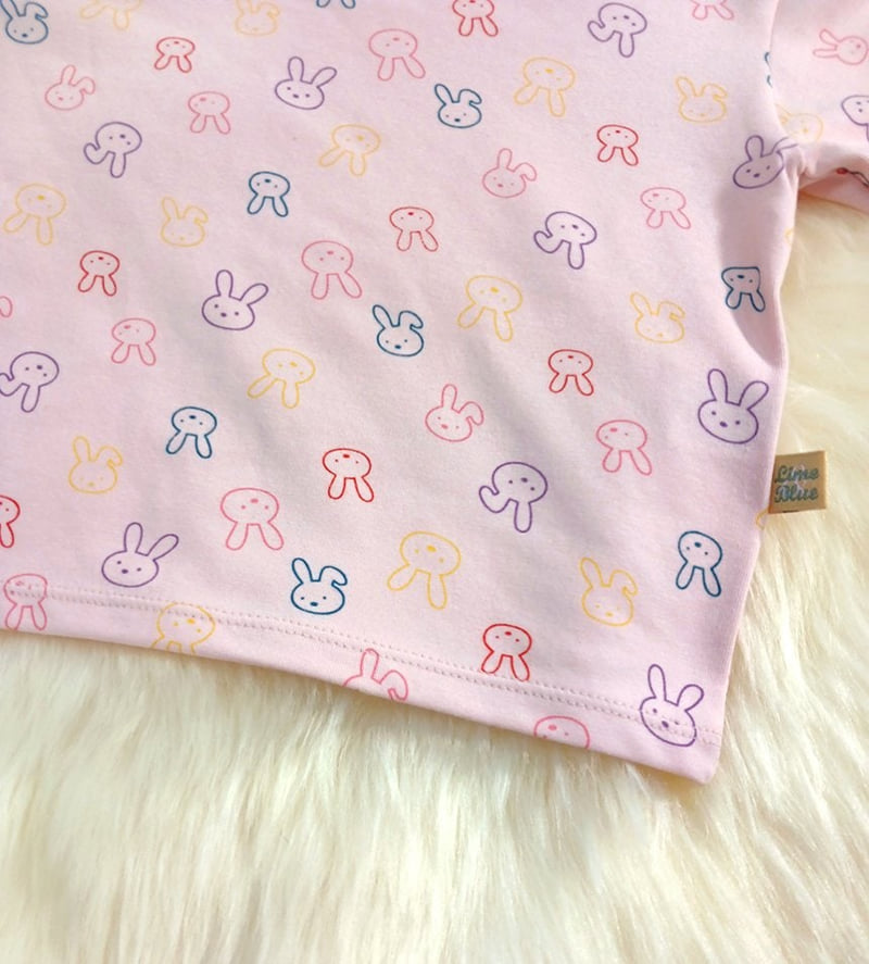 Lime & Blue - Korean Baby Fashion - #babyfashion - Line Rabbit Top Bottom Set - 11