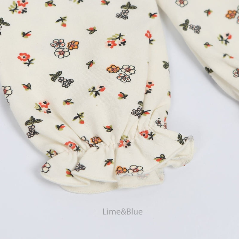 Lime & Blue - Korean Baby Fashion - #babyoutfit - Orange Flower Laura Baby Set - 12
