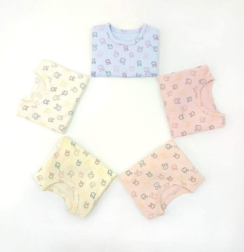Lime & Blue - Korean Baby Fashion - #babyoutfit - Line Rabbit Top Bottom Set - 4