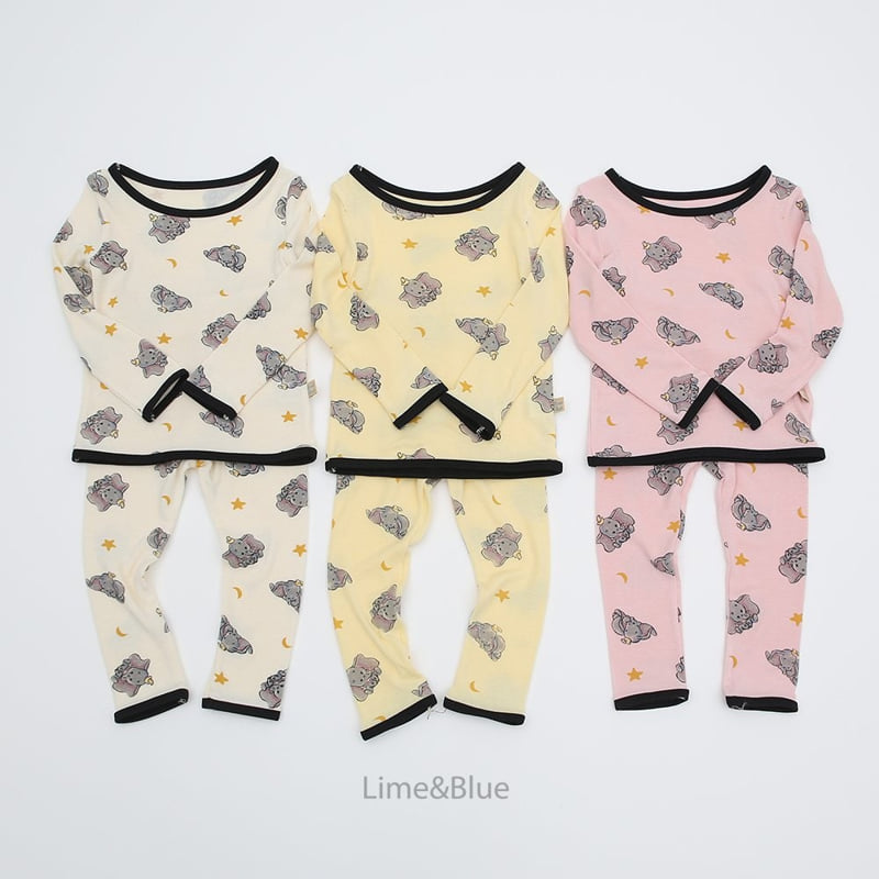 Lime & Blue - Korean Baby Fashion - #babywear - Soft Elephant Top Bottom Set - 2