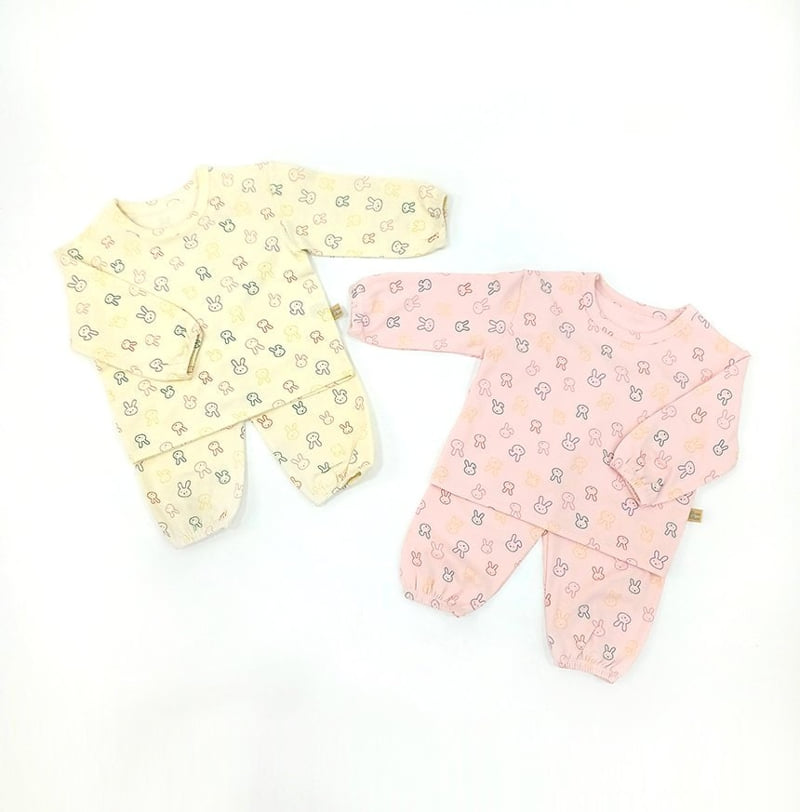 Lime & Blue - Korean Baby Fashion - #onlinebabyboutique - Line Rabbit Top Bottom Set - 5