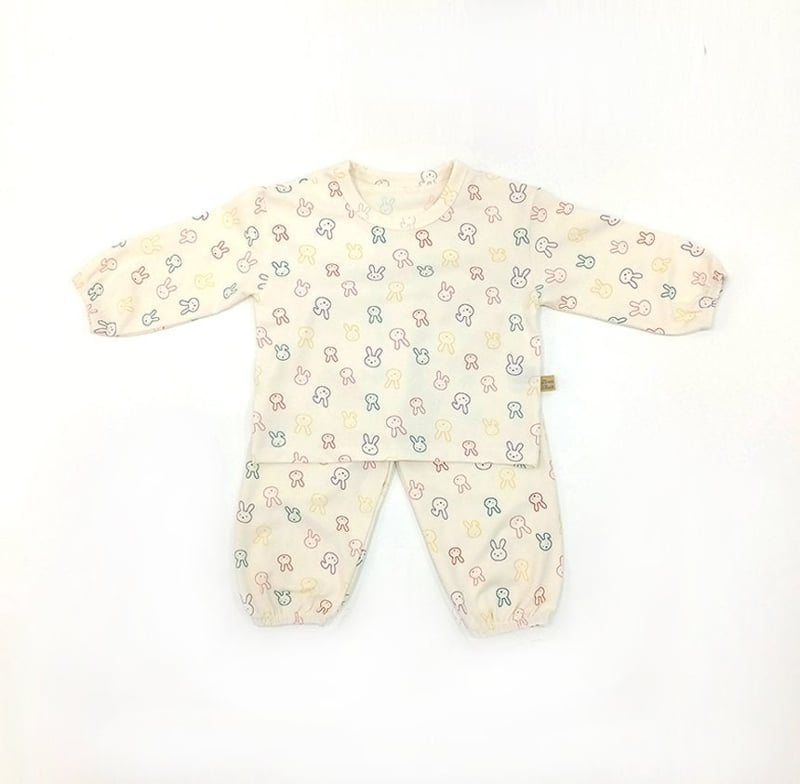 Lime & Blue - Korean Baby Fashion - #onlinebabyshop - Line Rabbit Top Bottom Set - 6