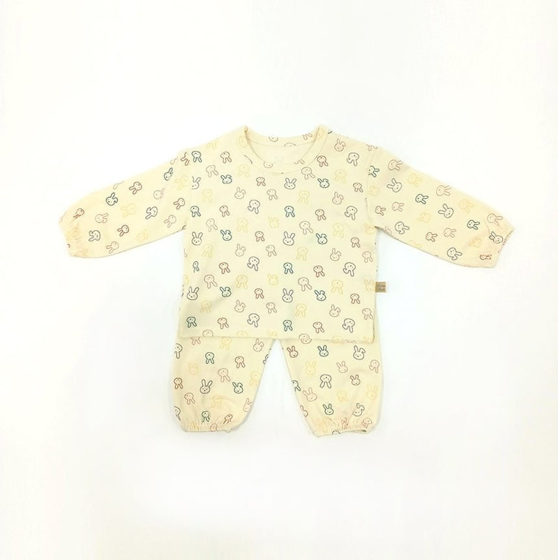 Lime & Blue - Korean Baby Fashion - #smilingbaby - Line Rabbit Top Bottom Set - 7