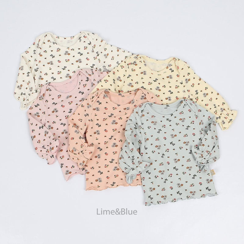 Lime & Blue - Korean Baby Fashion - #smilingbaby - Orange Flower Laura Baby Set - 2