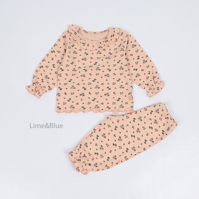 Lime & Blue - Korean Children Fashion - #designkidswear - Orange Flower Laura Top Bottom Set - 5