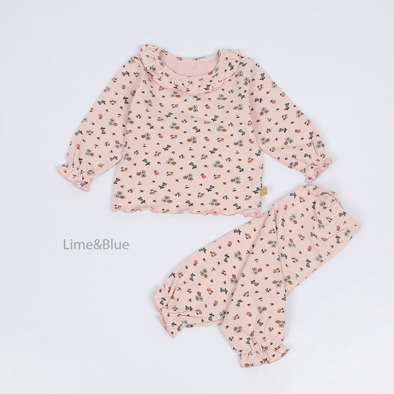 Lime & Blue - Korean Children Fashion - #discoveringself - Orange Flower Laura Top Bottom Set - 6