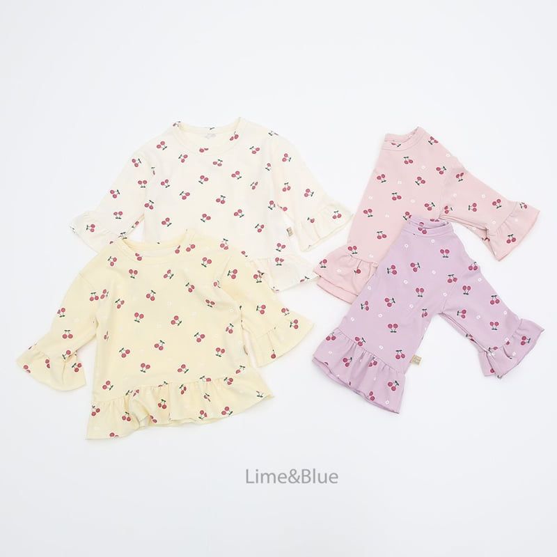 Lime & Blue - Korean Children Fashion - #toddlerclothing - Lovely Cherry Easywear - 3