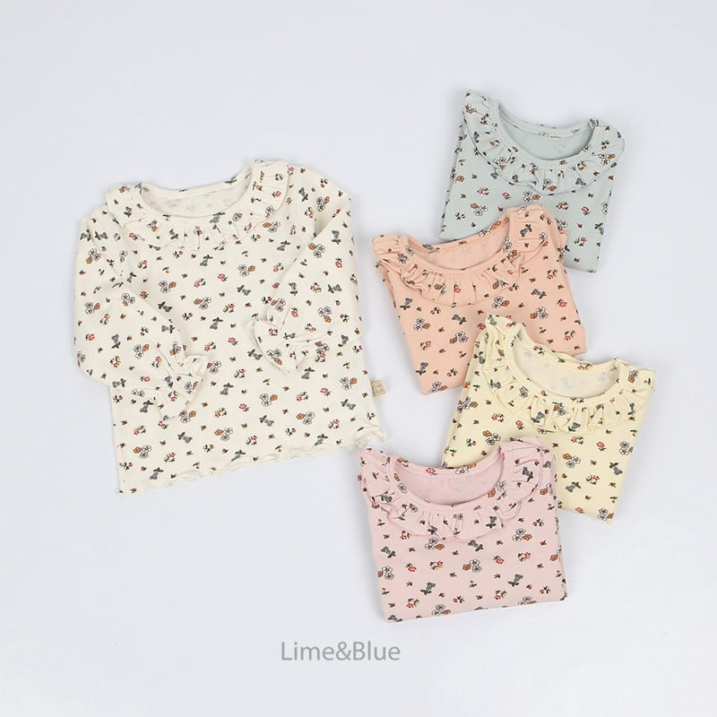 Lime & Blue - Korean Children Fashion - #toddlerclothing - Orange Flower Laura Top Bottom Set