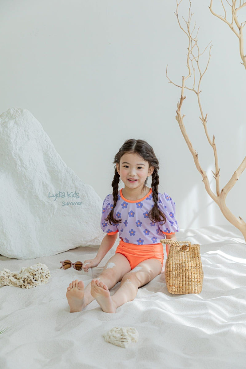 Lydia - Korean Children Fashion - #Kfashion4kids - Pompon Flower Swimsuit