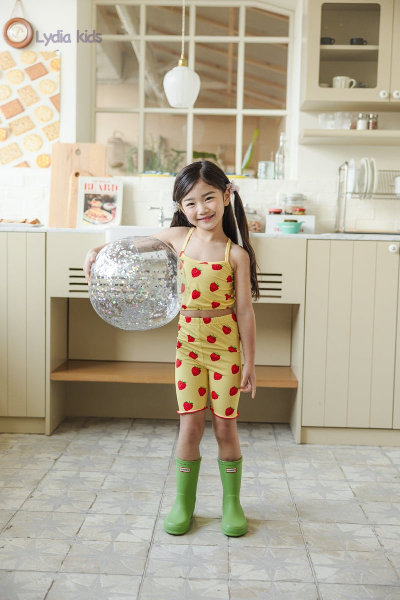 Lydia - Korean Children Fashion - #childofig - Strawberry Crop Swimsuit Set - 12