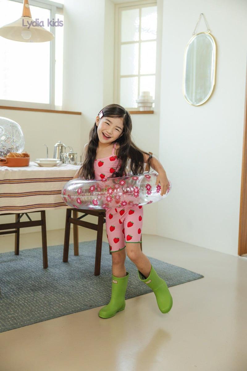 Lydia - Korean Children Fashion - #discoveringself - Strawberry Crop Swimsuit Set - 2