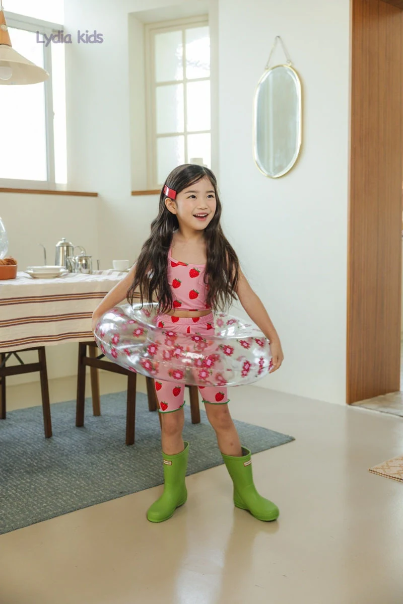 Lydia - Korean Children Fashion - #fashionkids - Strawberry Crop Swimsuit Set - 3