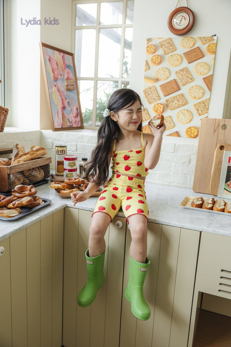 Lydia - Korean Children Fashion - #fashionkids - Strawberry Crop Swimsuit Set - 4
