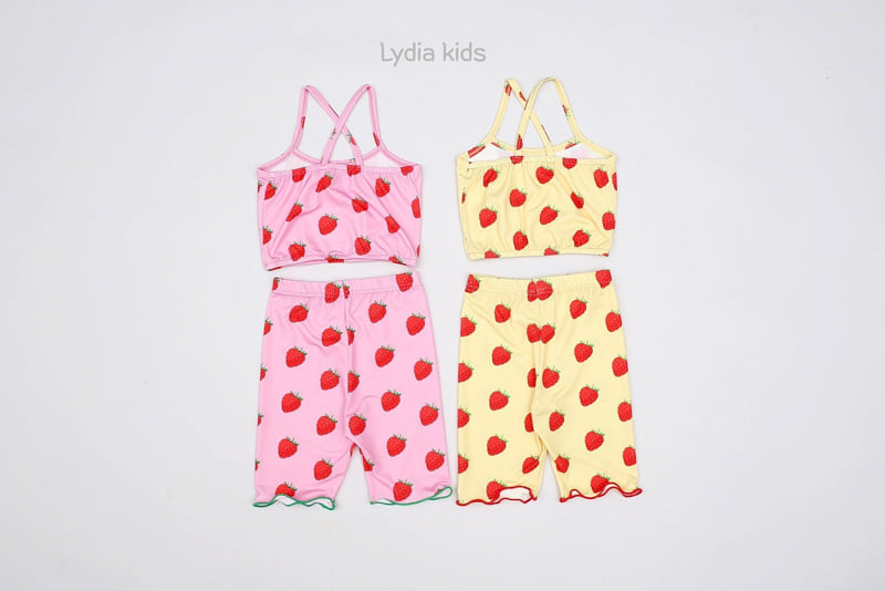 Lydia - Korean Children Fashion - #kidzfashiontrend - Strawberry Crop Swimsuit Set - 6