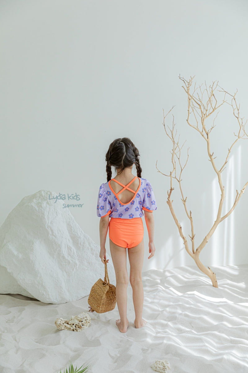 Lydia - Korean Children Fashion - #littlefashionista - Pompon Flower Swimsuit - 2