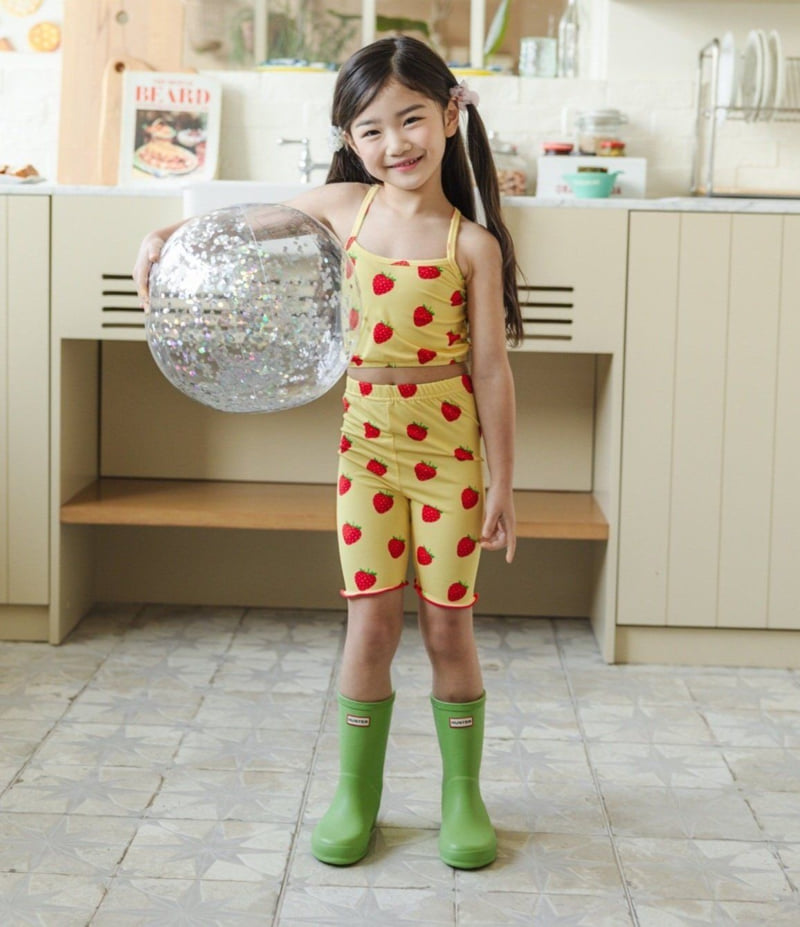 Lydia - Korean Children Fashion - #magicofchildhood - Strawberry Crop Swimsuit Set - 9