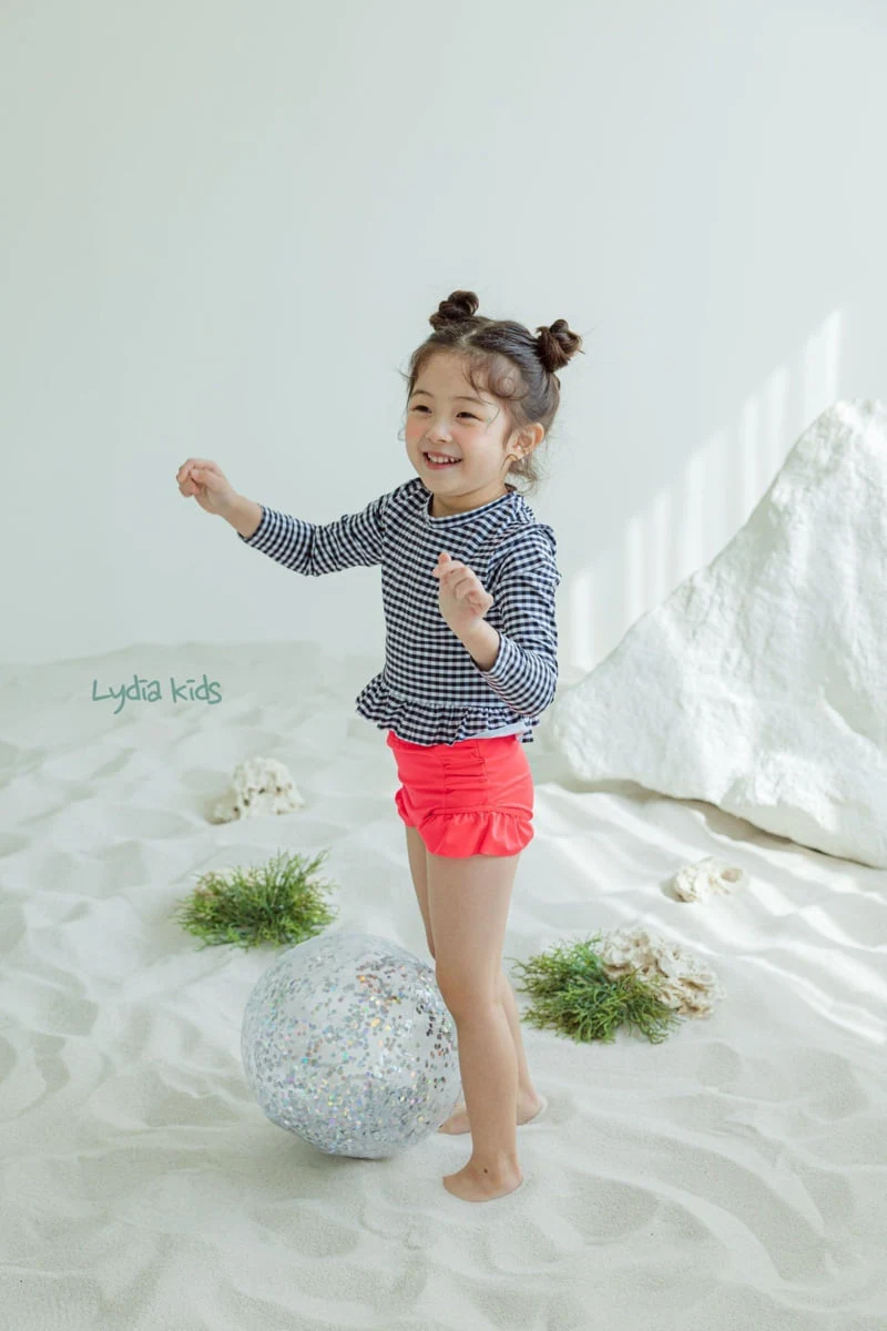 Lydia - Korean Children Fashion - #magicofchildhood - Check Long Sleeve Swimsuit - 7