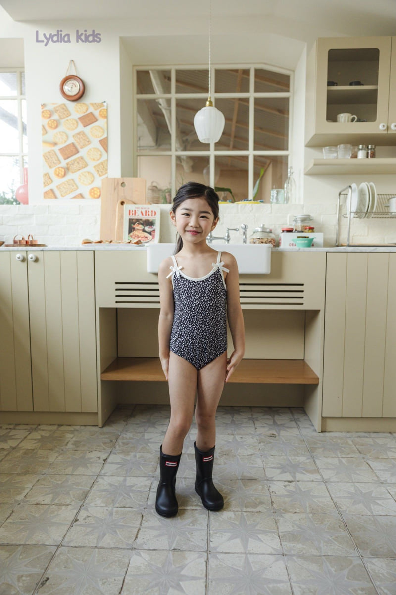 Lydia - Korean Children Fashion - #magicofchildhood - Leopard Ribbon Swimsuit