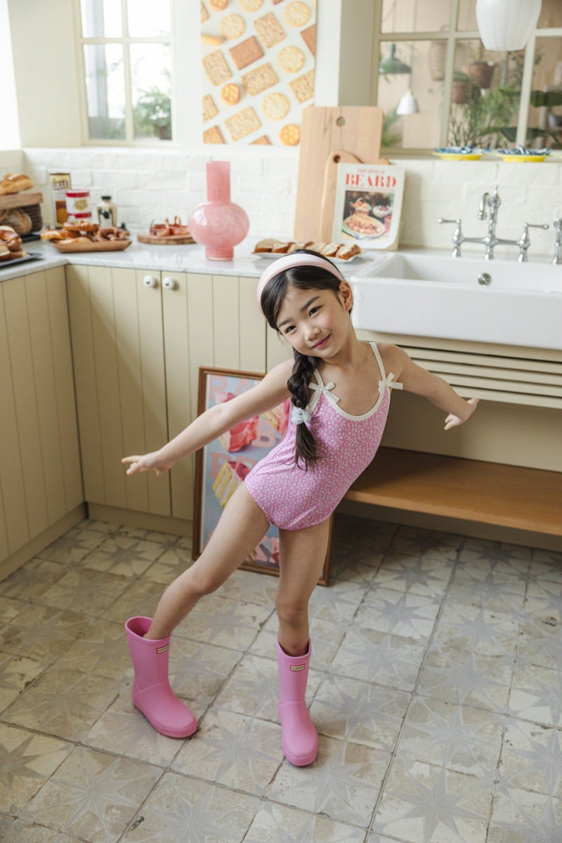 Lydia - Korean Children Fashion - #minifashionista - Leopard Ribbon Swimsuit - 2