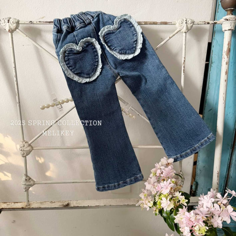 Melikey - Korean Children Fashion - #Kfashion4kids - Heart Denim Bootcut Pants - 10