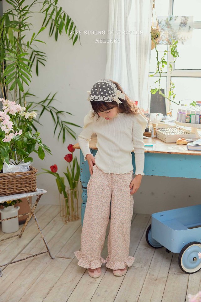 Melikey - Korean Children Fashion - #Kfashion4kids - Spring Flower Frill Pants - 6