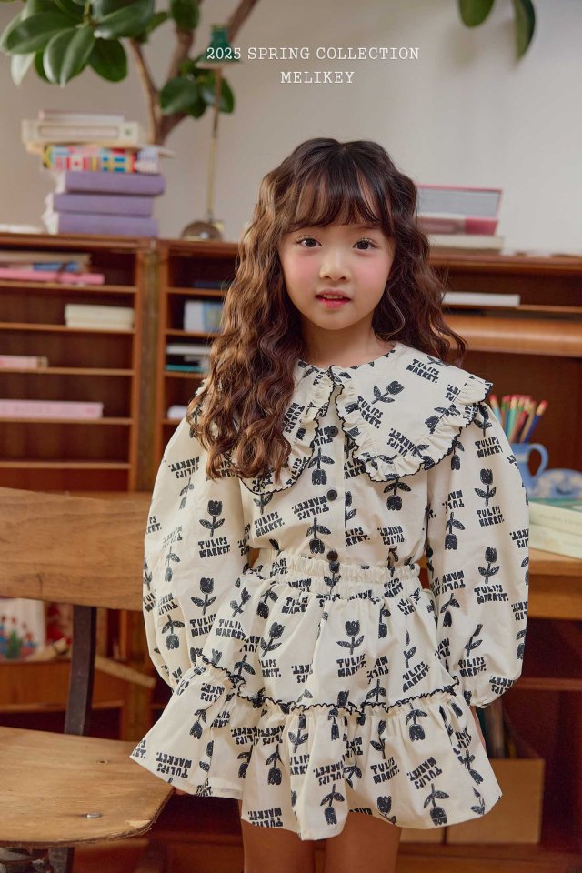 Melikey - Korean Children Fashion - #Kfashion4kids - Pin Coat Frill Blouse - 2