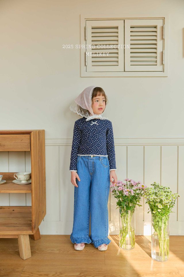 Melikey - Korean Children Fashion - #Kfashion4kids - Denim Frill Pants - 9