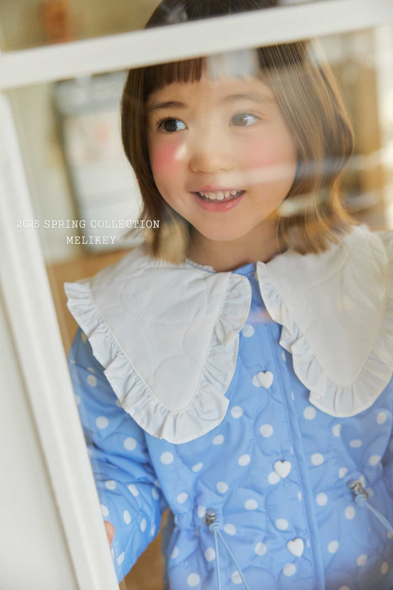 Melikey - Korean Children Fashion - #childofig - Dot Collar Quilting Jacket