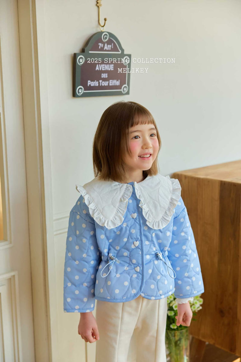Melikey - Korean Children Fashion - #childofig - Dot Collar Quilting Jacket - 2