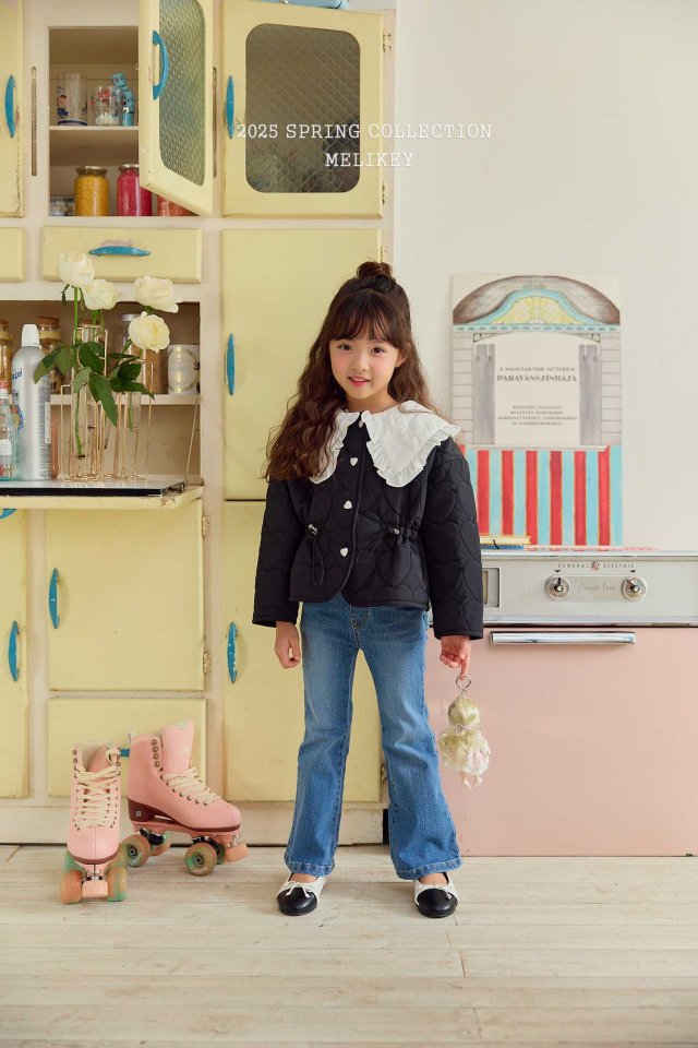 Melikey - Korean Children Fashion - #childrensboutique - Heart Denim Bootcut Pants - 3