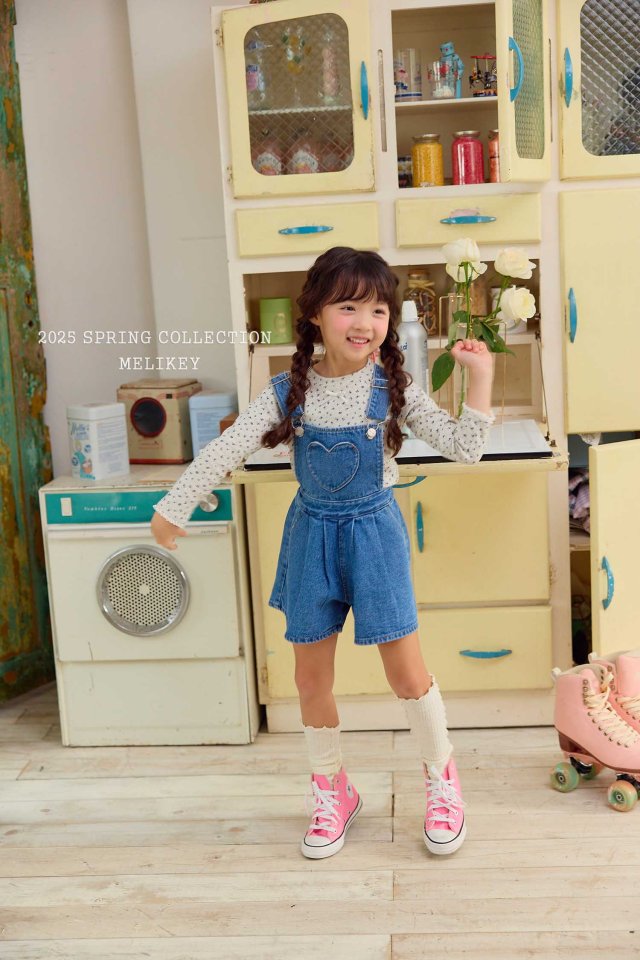 Melikey - Korean Children Fashion - #childrensboutique - Heart Pocket Suspenders Pants