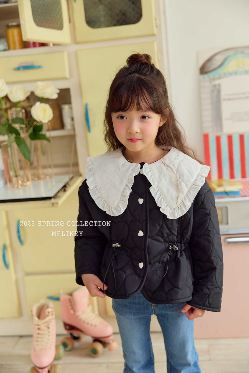 Melikey - Korean Children Fashion - #childrensboutique - Black Collar Quilting Jacket - 2