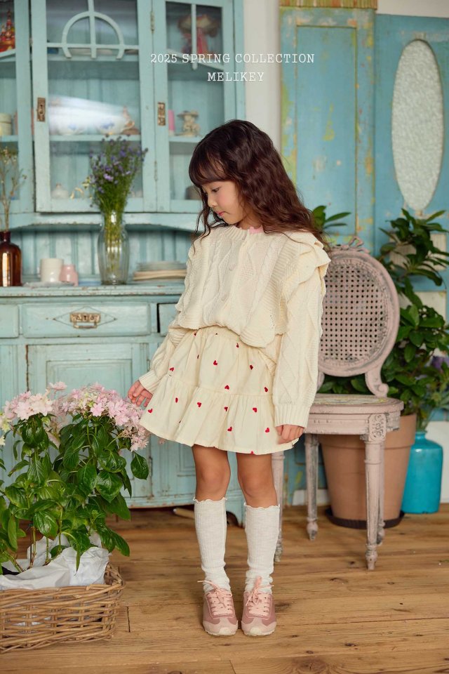 Melikey - Korean Children Fashion - #childrensboutique - Heart Embroidery Skirt - 7