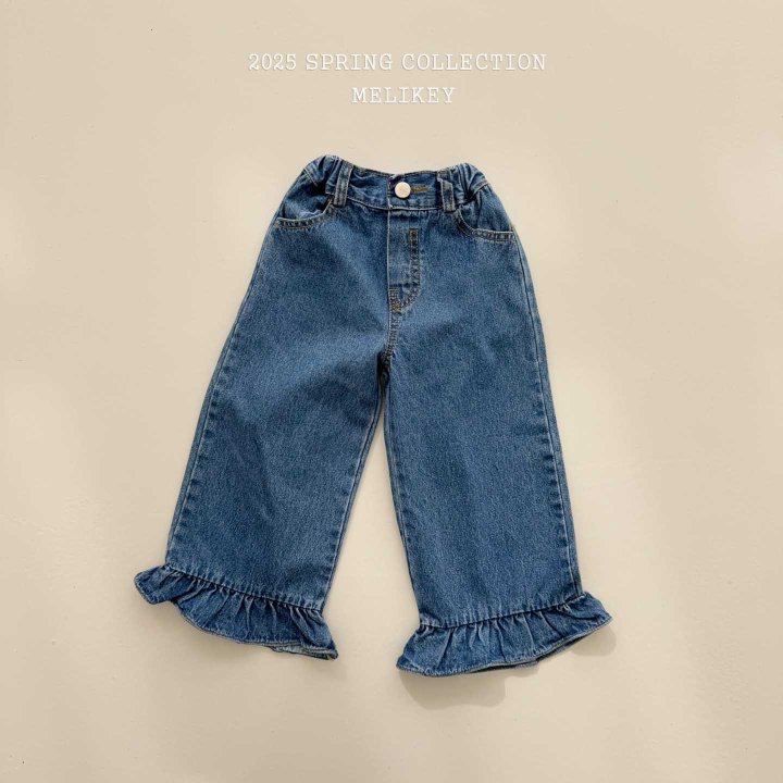 Melikey - Korean Children Fashion - #childrensboutique - Denim Frill Pants - 2