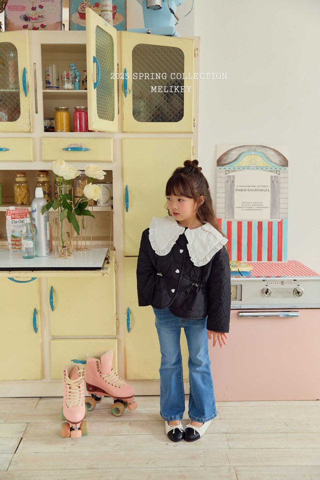 Melikey - Korean Children Fashion - #childrensboutique - Heart Denim Bootcut Pants - 4