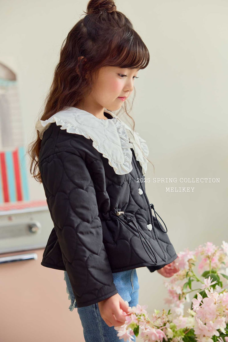 Melikey - Korean Children Fashion - #designkidswear - Black Collar Quilting Jacket - 3