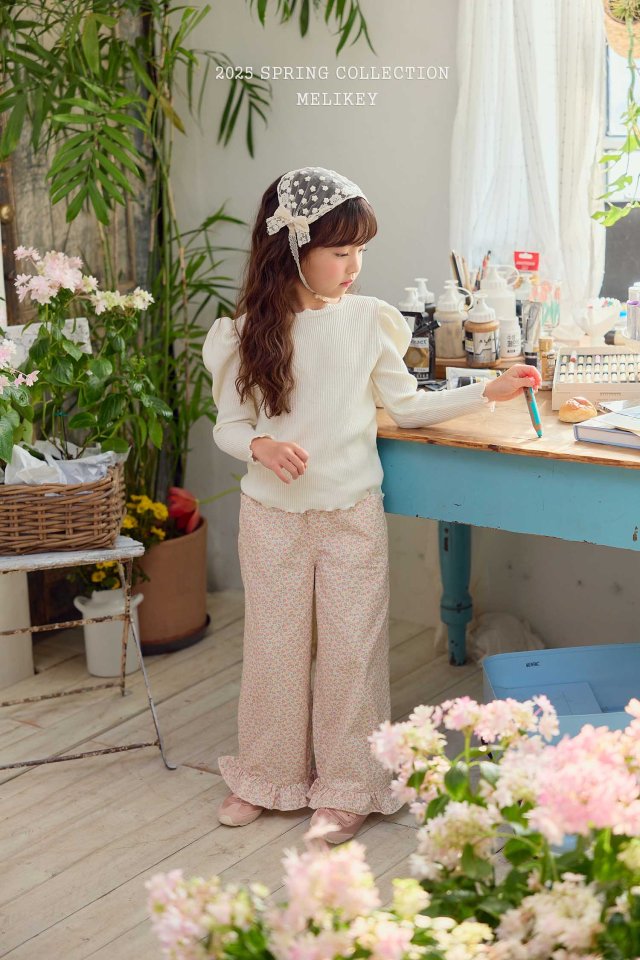 Melikey - Korean Children Fashion - #fashionkids - Spring Flower Frill Pants - 2